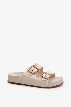 Damskie Klapki Gładkie ZAXY NN285058 Jasnobeżowe