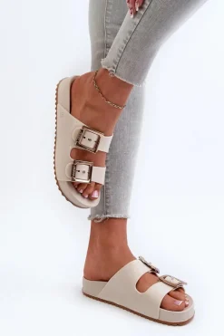 Damskie Klapki Gładkie ZAXY NN285058 Jasnobeżowe