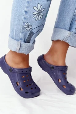 Damskie Klapki Granatowe Piankowe EVA