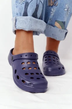 Damskie Klapki Granatowe Piankowe EVA