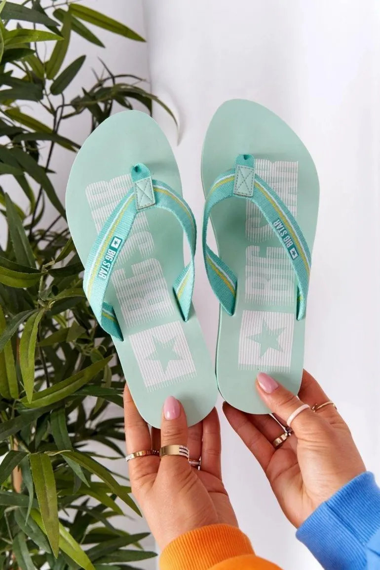 Damskie Klapki Japonki Big Star HH274A061 Jasnozielone