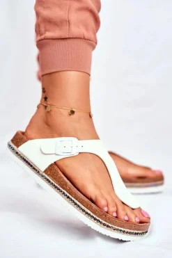 Damskie Klapki Japonki Big Star Białe FF274631