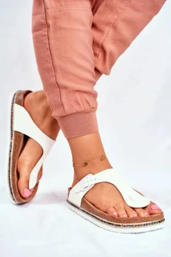 Damskie Klapki Japonki Big Star Białe FF274631