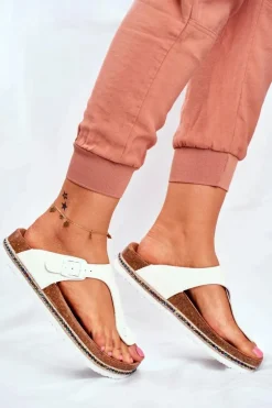 Damskie Klapki Japonki Big Star Białe FF274631