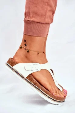 Damskie Klapki Japonki Big Star Białe FF274631