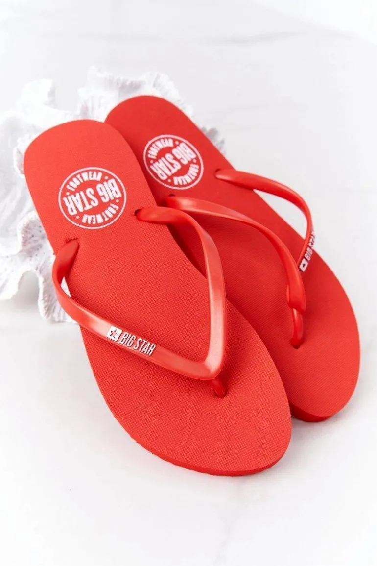 Damskie Klapki Japonki Big Star FF274A611 Czerwone
