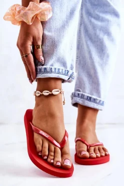 Damskie Klapki Japonki Big Star JJ274A384 Czerwone