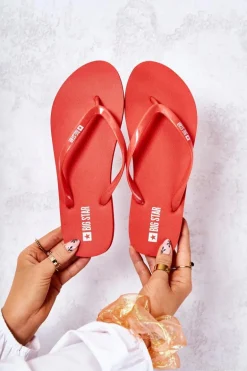 Damskie Klapki Japonki Big Star JJ274A384 Czerwone