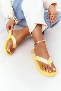 Damskie Klapki Japonki Big Star HH274A055 Żółte