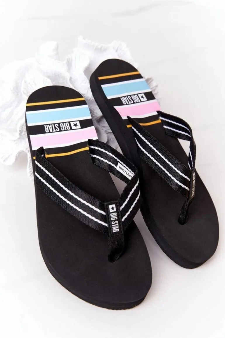 Damskie Klapki Japonki Big Star HH274A057 Czarne