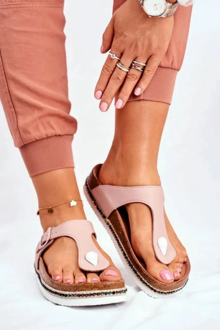 Damskie Klapki Japonki Big Star Różowe FF274636