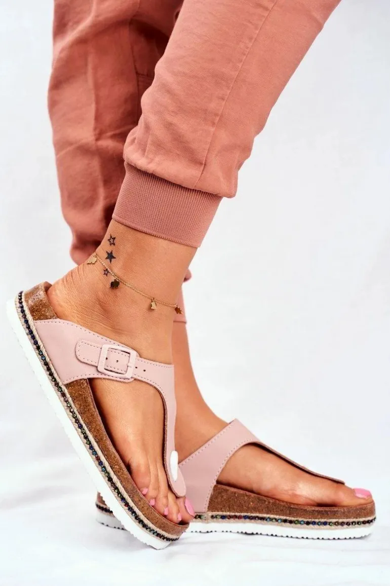 Damskie Klapki Japonki Big Star Różowe FF274636