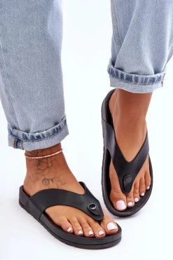 Damskie Klapki Japonki Na Platformie Czarne Bellitta