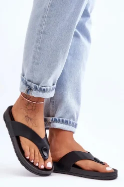 Damskie Klapki Japonki Na Platformie Czarne Bellitta