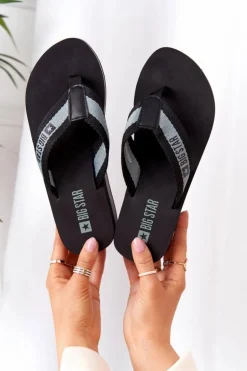 Damskie Klapki Japonki Na Koturnie Big Star HH274A096 Czarne