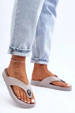 Damskie Klapki Japonki Na Platformie Szare Bellitta