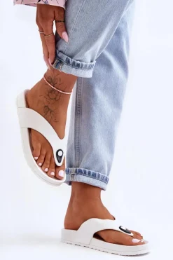 Damskie Klapki Japonki Na Platformie Białe Bellitta