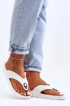 Damskie Klapki Japonki Na Platformie Białe Bellitta