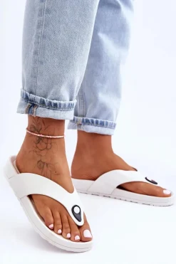 Damskie Klapki Japonki Na Platformie Białe Bellitta