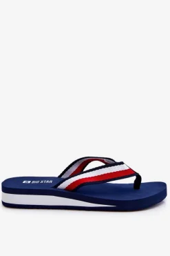 Damskie Klapki Japonki Na Platformie Big Star LL274779 Granatowe