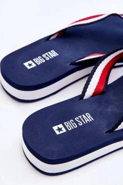 Damskie Klapki Japonki Na Platformie Big Star LL274779 Granatowe