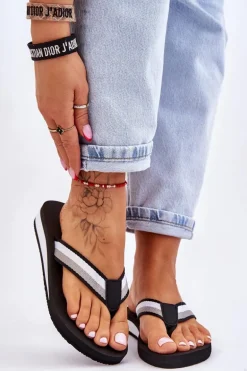 Damskie Klapki Japonki Na Platformie Big Star LL274781 Czarne