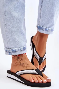 Damskie Klapki Japonki Na Platformie Big Star LL274781 Czarne