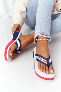 Damskie Klapki Japonki Na Koturnie Big Star HH274A093 Białe