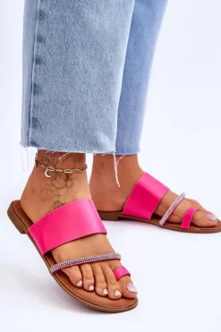 Damskie Klapki Japonki Z Ozdobnym Paskiem Fuksja Sublime