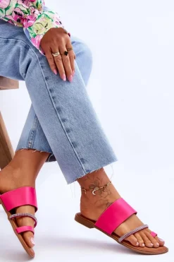 Damskie Klapki Japonki Z Ozdobnym Paskiem Fuksja Sublime