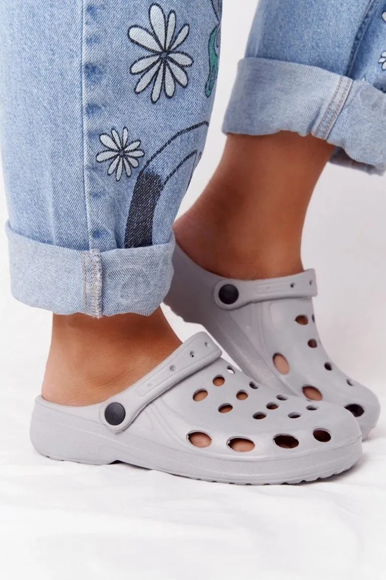 Damskie Klapki Na Basen Do Ogrodu Szare Piankowe EVA