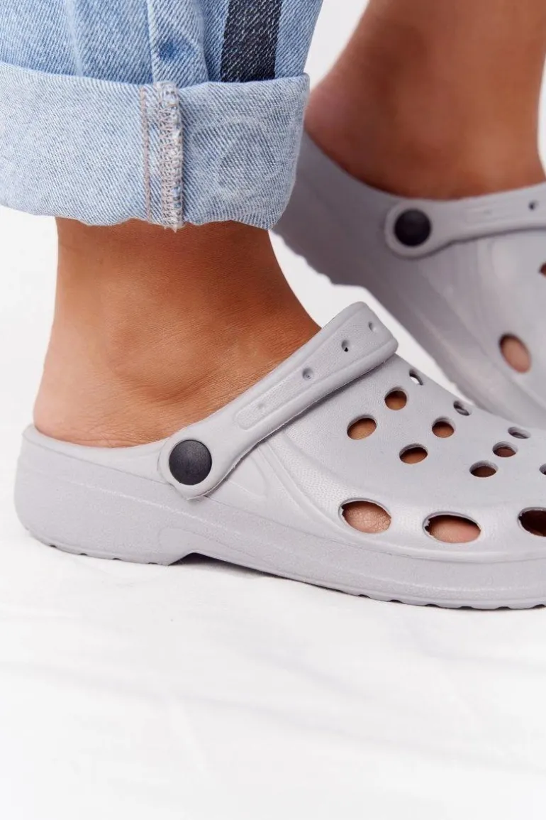 Damskie Klapki Na Basen Do Ogrodu Szare Piankowe EVA