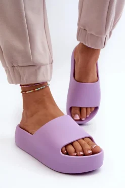 Damskie Klapki Na Grubej Podeszwie Fioletowe Oreithano