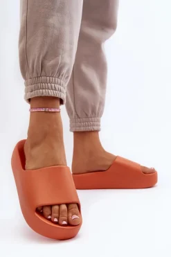 Damskie Klapki Na Grubej Podeszwie Pomarańczowe Oreithano