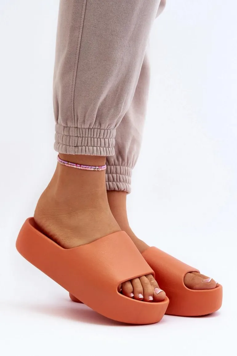 Damskie Klapki Na Grubej Podeszwie Pomarańczowe Oreithano