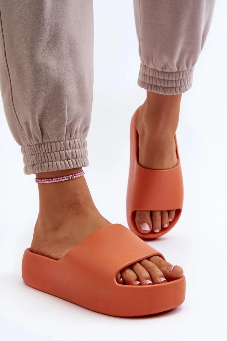 Damskie Klapki Na Grubej Podeszwie Pomarańczowe Oreithano