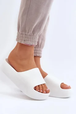 Damskie Klapki Na Grubej Podeszwie Białe Oreithano