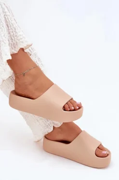 Damskie Klapki Na Grubej Podeszwie Khaki Oreithano