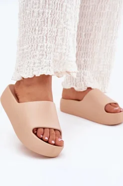 Damskie Klapki Na Grubej Podeszwie Khaki Oreithano