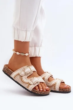 Damskie Klapki Na Korkowej Podeszwie Beżowe Fannea