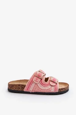 Damskie Klapki Na Korkowej Podeszwie Różowe Fannea