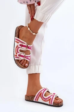 Damskie Klapki Na Korkowej Podeszwie Białe Fannea