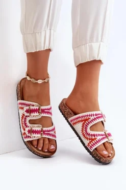 Damskie Klapki Na Korkowej Podeszwie Białe Fannea