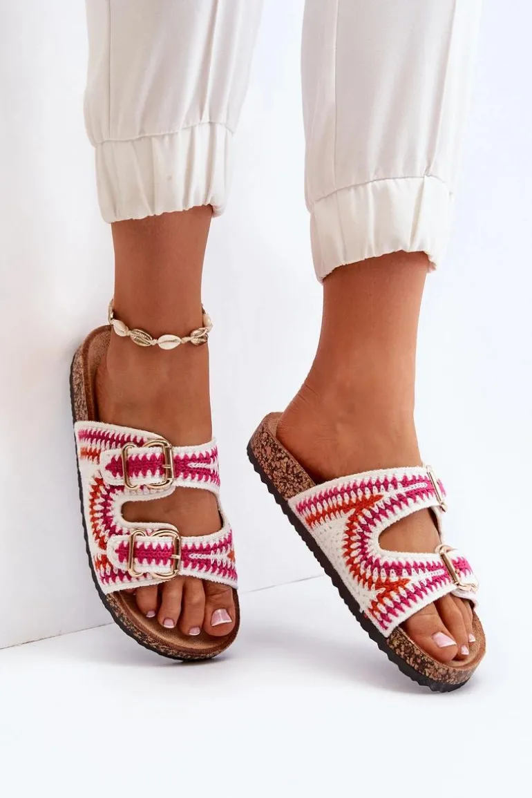 Damskie Klapki Na Korkowej Podeszwie Białe Fannea