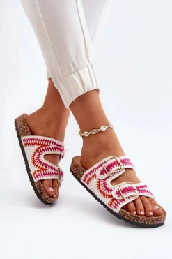 Damskie Klapki Na Korkowej Podeszwie Białe Fannea