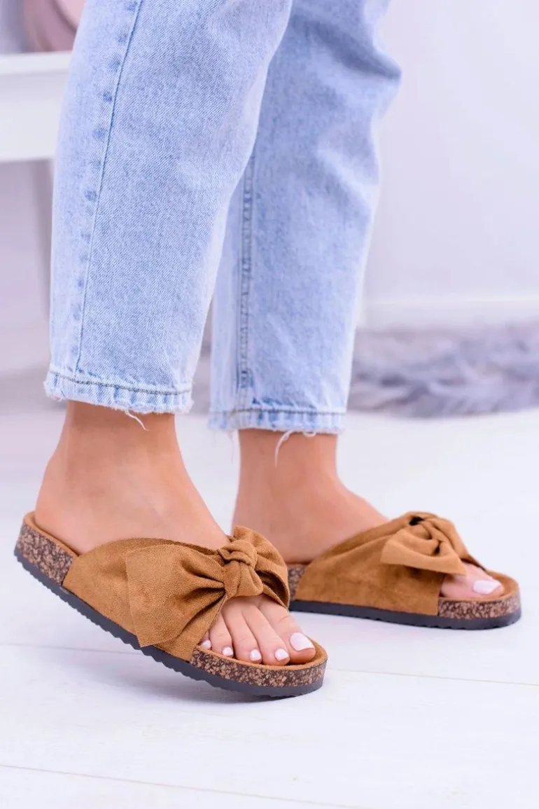 Damskie Klapki Na Korku Kokarda Camel Dominica