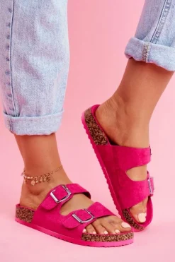 Damskie Klapki Na Korku Z Klamrami Fuksja Si Senor