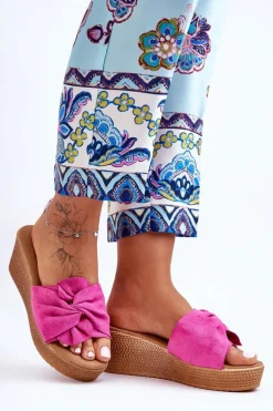 Damskie Klapki Na Koturnie Różowe Calama