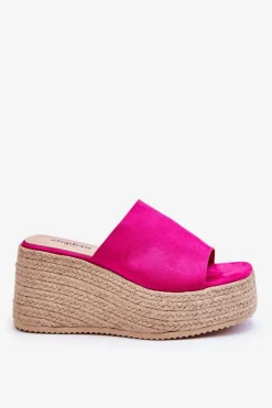 Damskie Klapki Na Koturnie I Platformie Fuksja Ysabel