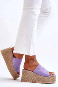 Damskie Klapki Na Koturnie I Platformie Fioletowe Ysabel